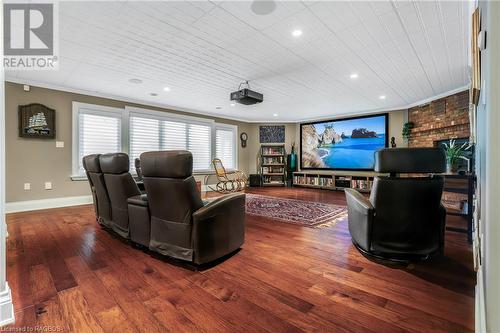 Lower level Media Room with 120"" projection TV - 1 Mccannel Lane, Saugeen Shores, ON - Indoor Photo Showing Other Room