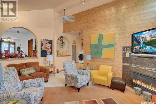 2945 Rae Street, Regina, SK - Indoor Photo Showing Living Room With Fireplace