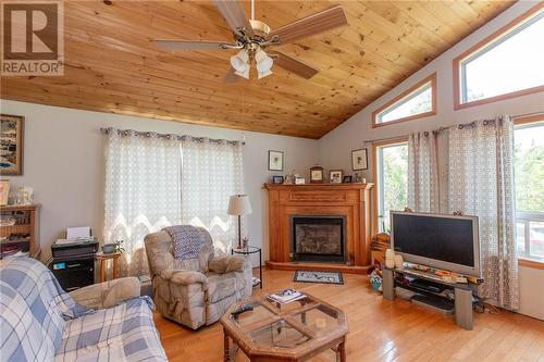 2430 Bass Lake Road, Espanola, ON - Indoor Photo Showing Living Room With Fireplace