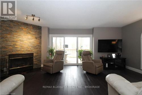 17 - 55 Lake Road, Lambton Shores, ON - Indoor Photo Showing Living Room With Fireplace