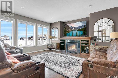 7102 Maple Vista Drive, Regina, SK - Indoor Photo Showing Living Room With Fireplace