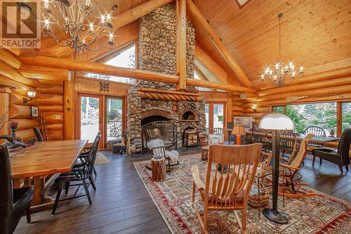 24573 Walcott Road, Telkwa, BC - Indoor Photo Showing Dining Room With Fireplace