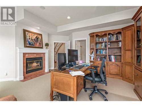 2200 Dewdney Road, Kelowna, BC - Indoor Photo Showing Office With Fireplace