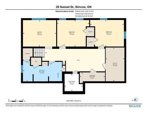 Lower Level Floor Plan @ 1160 sqft. - 28 Sunset Drive, Simcoe, ON - Other