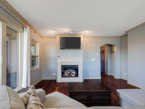 216-1642 Mckenzie Ave, Saanich, BC - Indoor Photo Showing Living Room With Fireplace