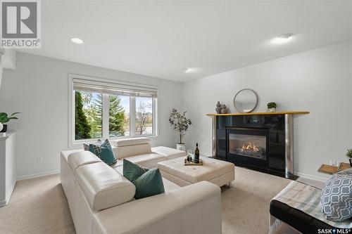 342 Braeshire Rise, Saskatoon, SK - Indoor Photo Showing Living Room With Fireplace