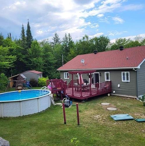 Backyard - 5327 Rue Du Lac-Georges, Rawdon, QC - Outdoor With Above Ground Pool With Deck Patio Veranda