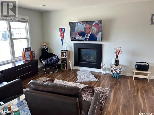 126 Wheatland Court, Rosthern, SK - Indoor Photo Showing Living Room With Fireplace