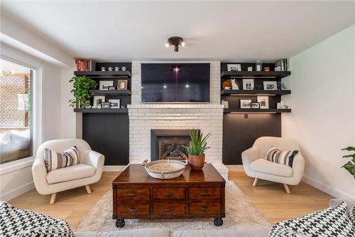 2451 Overton Drive, Burlington, ON - Indoor Photo Showing Living Room With Fireplace