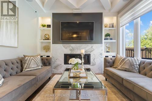 5 Storey Crescent, Toronto, ON - Indoor Photo Showing Living Room With Fireplace