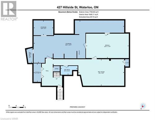 Basement level floor plan - 427 Hillside Street, Waterloo, ON - Other