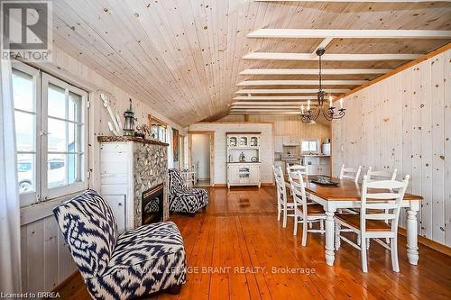 57 Erie Boulevard, Norfolk, ON - Indoor Photo Showing Dining Room With Fireplace