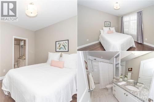 The main level in-law/guest suite enjoys a 3 piece ensuite with granite counters - 268 Huntsville Drive, Ottawa, ON - Indoor Photo Showing Bedroom