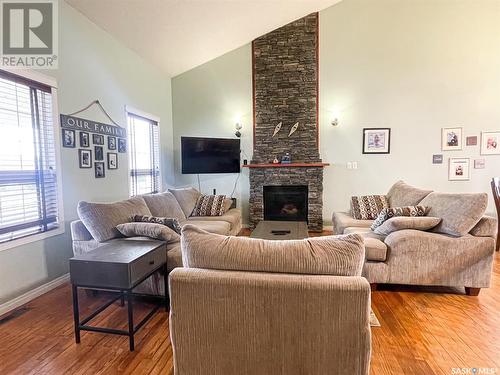 14 Jackson Drive, Meadow Lake, SK - Indoor Photo Showing Living Room With Fireplace