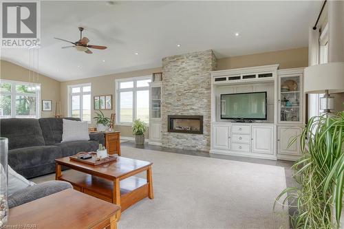 3699 Trussler Road, R.R. #4 Road, Bright, ON - Indoor Photo Showing Living Room With Fireplace