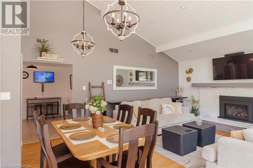 118 Woodland Crescent, Sauble Beach, ON - Indoor Photo Showing Dining Room With Fireplace