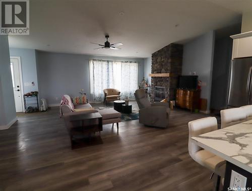 Pittville Acreage, Hazlet, SK - Indoor Photo Showing Living Room With Fireplace