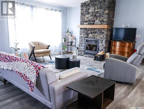 Pittville Acreage, Hazlet, SK - Indoor Photo Showing Living Room With Fireplace