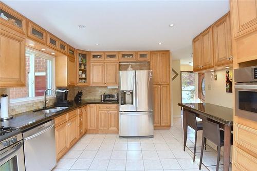 Large updated kitchen with plenty of space to create. - 110 Highbury Drive, Stoney Creek, ON - Indoor Photo Showing Kitchen With Double Sink