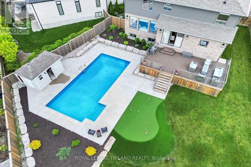 Overhead shot - 2430 Brayford Crescent, London, ON - Outdoor With In Ground Pool With Deck Patio Veranda