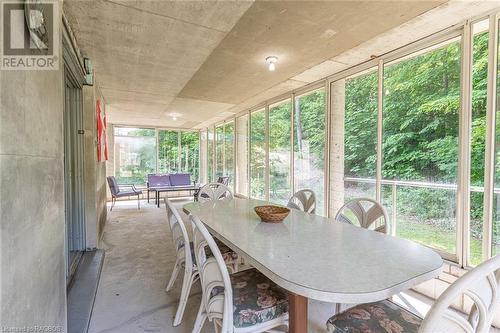 Expansive sun room - 632 Bannister Drive, Sauble Beach, ON - Indoor Photo Showing Dining Room