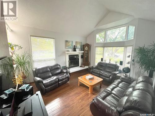 22 Chemin Bellevue Road, Battleford, SK - Indoor Photo Showing Living Room With Fireplace