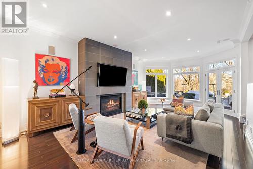 215 Lonsmount Drive, Toronto, ON - Indoor Photo Showing Living Room With Fireplace