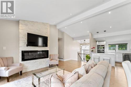 3607 Swirlingleaves Crescent, Mississauga, ON - Indoor Photo Showing Living Room With Fireplace