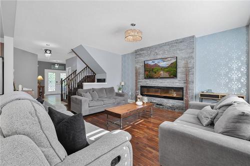 44 Chamomile Drive, Hamilton, ON - Indoor Photo Showing Living Room With Fireplace