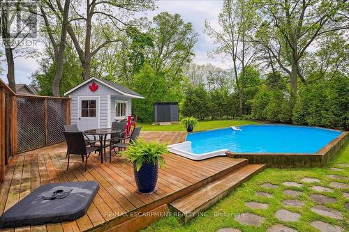 16 Church Street, Hamilton (Waterdown), ON - Outdoor With Above Ground Pool With Deck Patio Veranda With Backyard