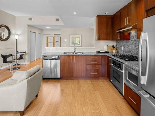 103-379 Tyee Rd, Victoria, BC - Indoor Photo Showing Kitchen With Double Sink