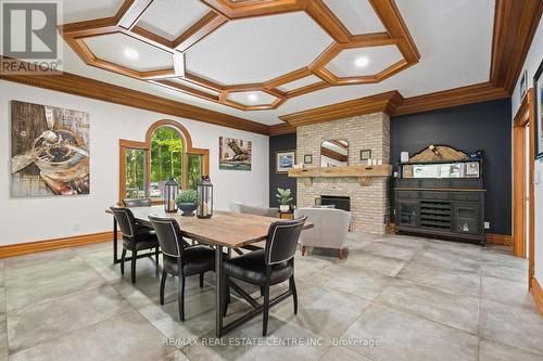 5858 Fourth Line, Erin, ON - Indoor Photo Showing Dining Room With Fireplace