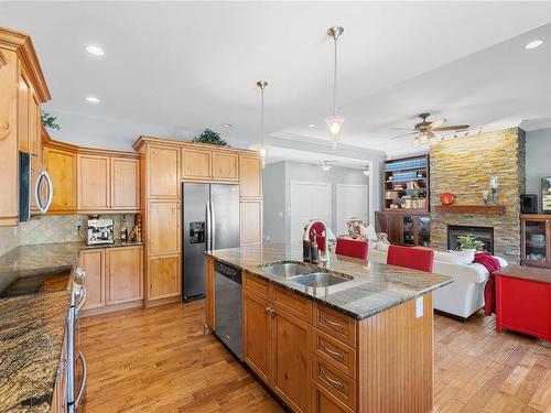 8 Joshua Tree Pl, Parksville, BC - Indoor Photo Showing Kitchen With Fireplace With Double Sink With Upgraded Kitchen