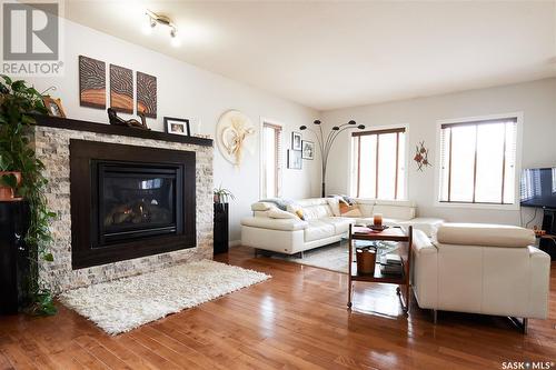 615 S James Street, Lumsden, SK - Indoor Photo Showing Living Room With Fireplace