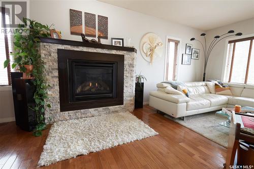 615 S James Street, Lumsden, SK - Indoor Photo Showing Living Room With Fireplace