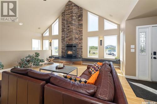 106 Metanczuk Road, Aberdeen Rm No. 373, SK - Indoor Photo Showing Living Room With Fireplace