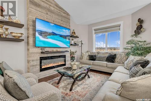 810 Evergreen Boulevard, Saskatoon, SK - Indoor Photo Showing Living Room With Fireplace