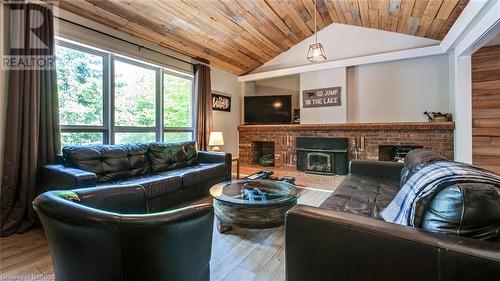 72 South Shore Road, Northern Bruce Peninsula, ON - Indoor Photo Showing Living Room With Fireplace
