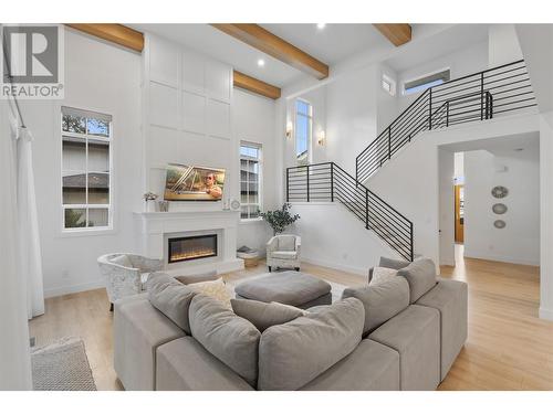 201 Summer Wood Drive, Kelowna, BC - Indoor Photo Showing Living Room With Fireplace