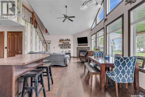 3 Mathews Crescent, Turtle Lake, SK - Indoor Photo Showing Dining Room With Fireplace