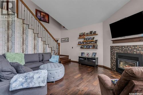 3 Mathews Crescent, Turtle Lake, SK - Indoor Photo Showing Living Room With Fireplace