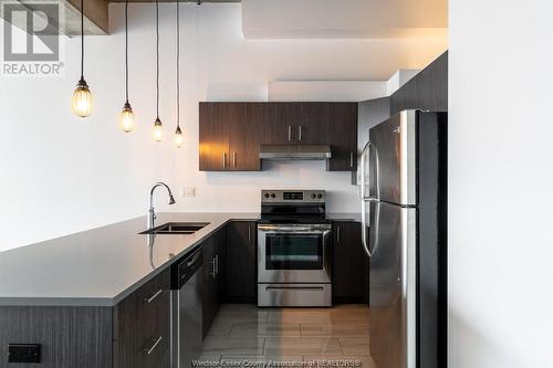 1445 Ouellette Unit# Loft 2, Windsor, ON - Indoor Photo Showing Kitchen With Stainless Steel Kitchen With Double Sink