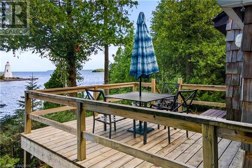 A deck with a GREAT view! - 70 Big Tub Road, Tobermory, ON - Outdoor With Body Of Water With Deck Patio Veranda With Exterior