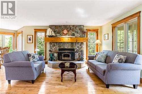 61 Fox Trail, Northern Bruce Peninsula, ON - Indoor Photo Showing Living Room With Fireplace