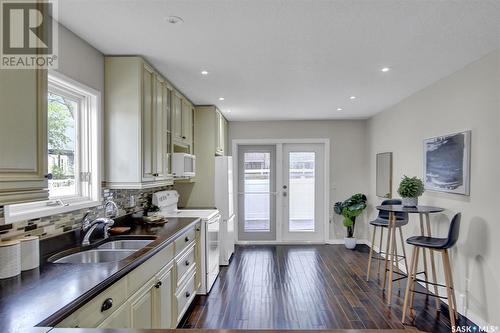 46 Greensboro Drive, Regina, SK - Indoor Photo Showing Kitchen With Double Sink