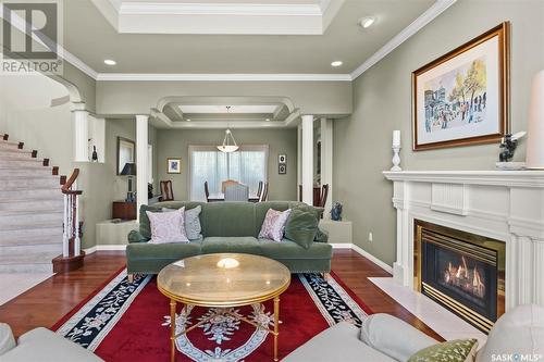 415 Braeshire Lane, Saskatoon, SK - Indoor Photo Showing Living Room With Fireplace