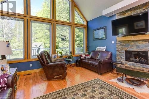 32 Pine Forest Drive, Sauble Beach, ON - Indoor Photo Showing Living Room With Fireplace