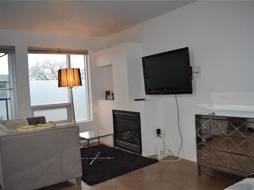 208-932 Johnson St, Victoria, BC - Indoor Photo Showing Living Room With Fireplace