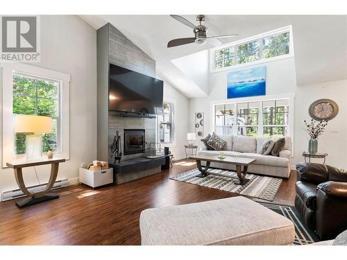 3453 Cessna Road Unit# 87, Enderby, BC - Indoor Photo Showing Living Room With Fireplace