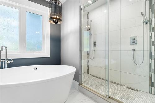 Incredible Soaker Tub and Massive Luxury Shower - 110 Teal Avenue, Stoney Creek, ON - Indoor Photo Showing Bathroom